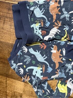 Little Sleepies Navy Dinosaur Print Pajama Set with Multicolor Dinos